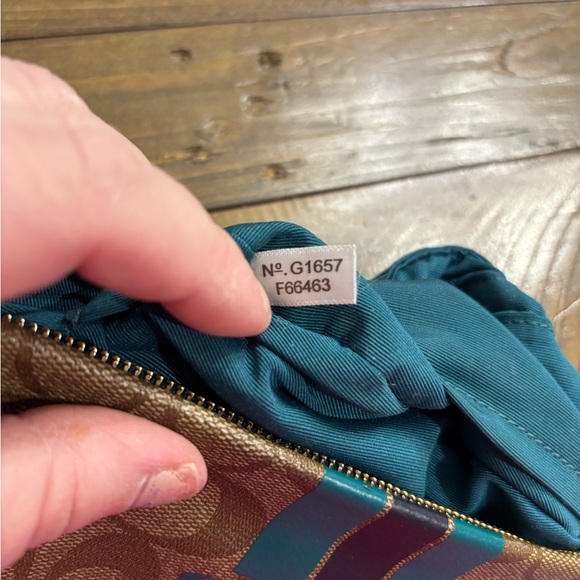 Coach Varsity LG Wristlet in Signature C Brown Leather and Shades of Blue - Picture 7 of 7